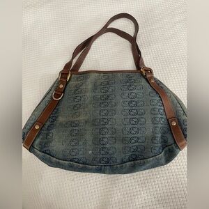 GUCCI Stylish Blue and Brown Designer Tote Bag.  Authentic Gucci bag